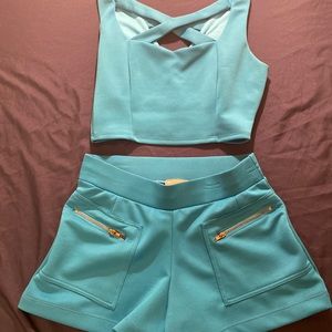 Turquoise two piece short set